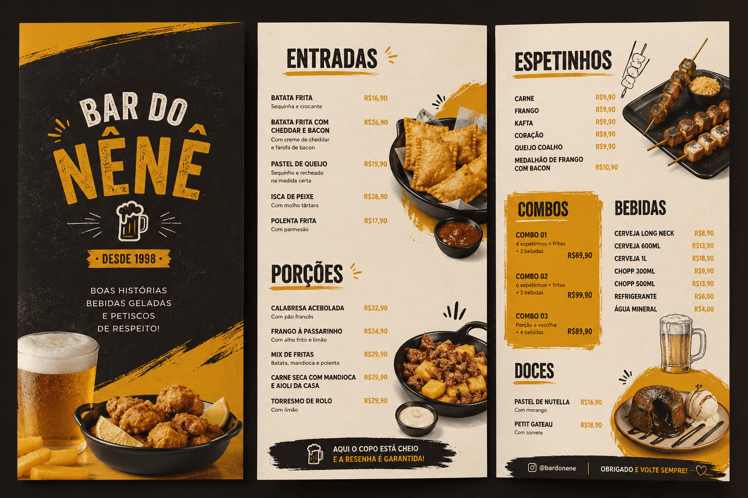 Cardápio de boteco