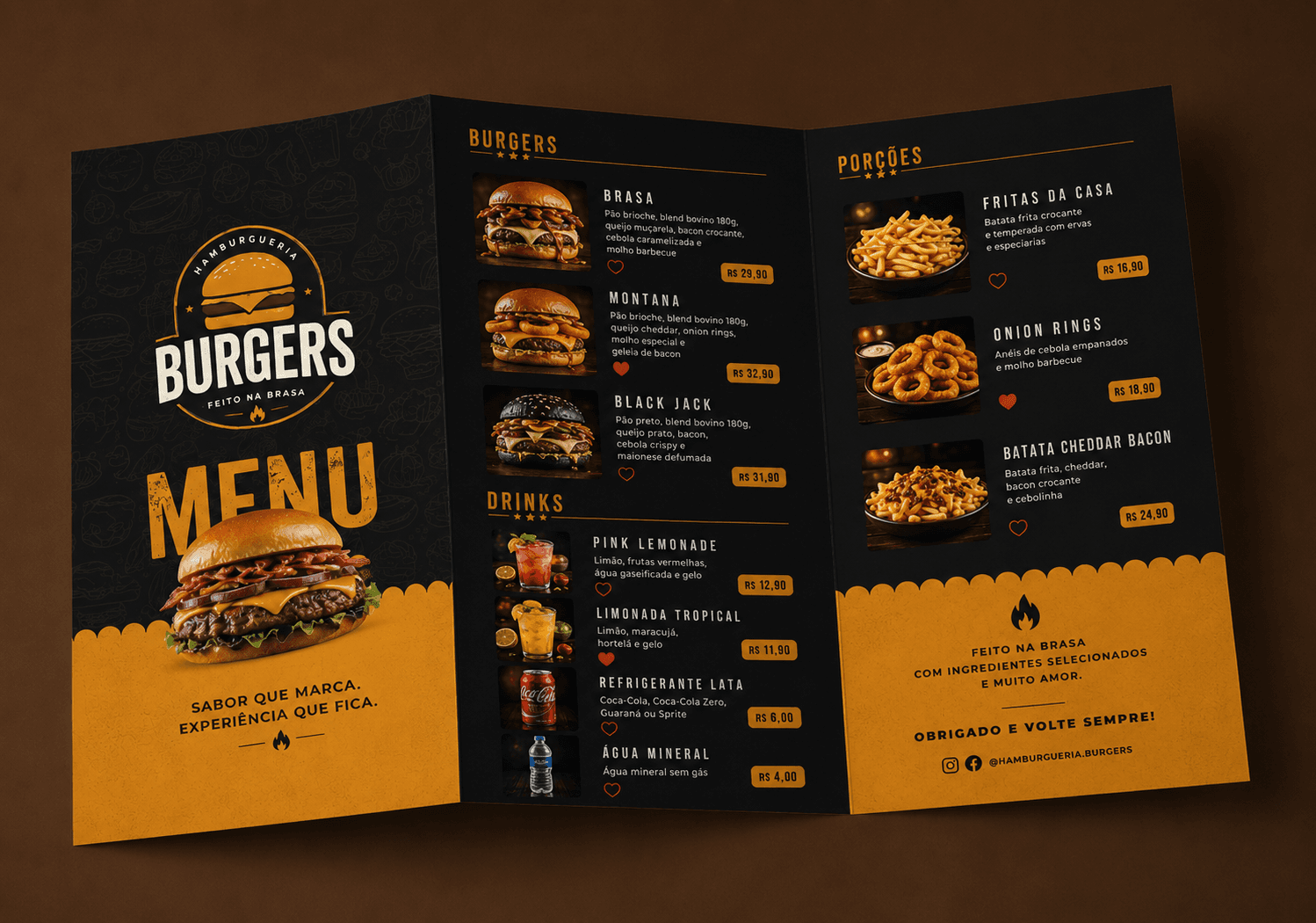 Cardápio de Hamburgueria