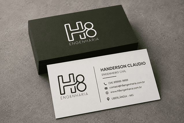 Materiais da identidade visual da H8 Engenharia