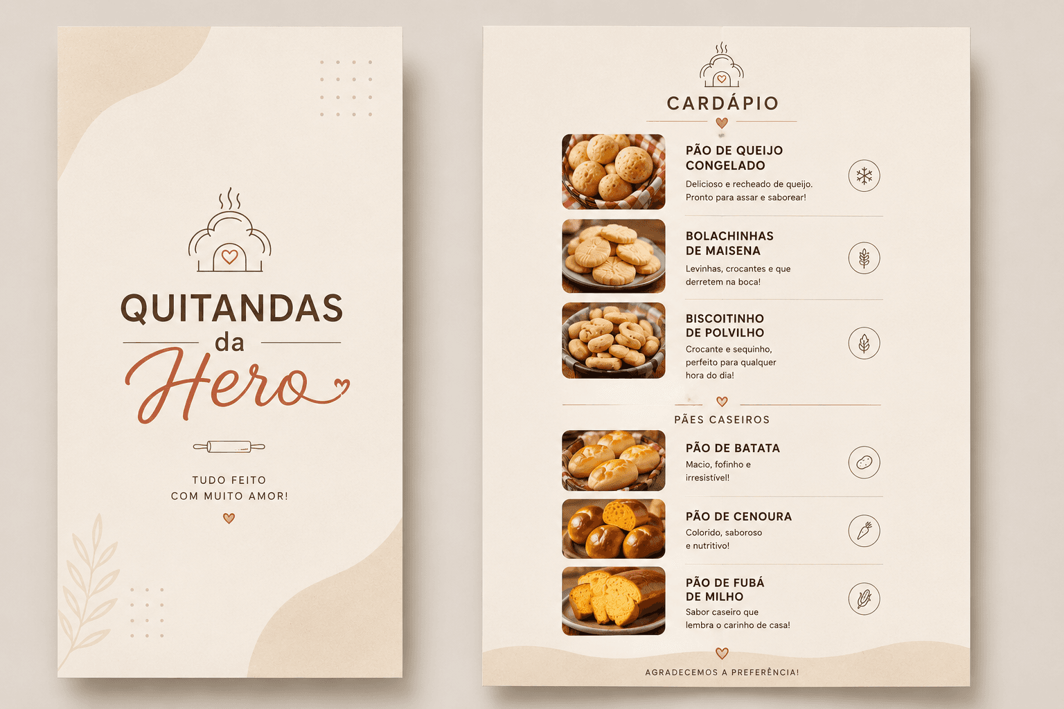 Cardápio da Quitandas da Hero